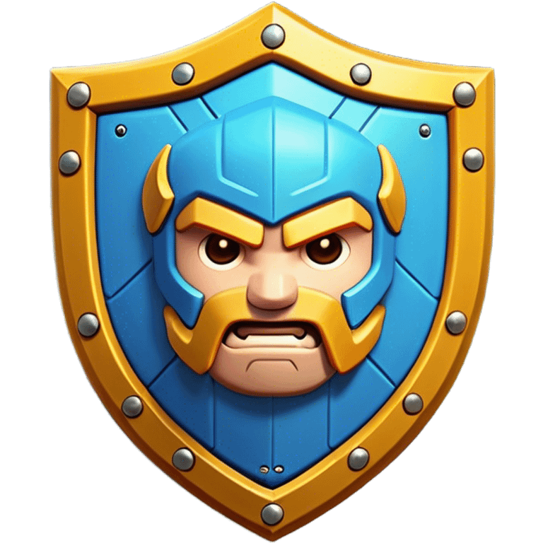 Clash of Clans aesthetic: Cinematic Playful Pixel 3D Shield Emoji, rendered in a 3D vector-style similar to standard emojis with minimal shading and bold, simplified shapes. A compact, distinct form with signature details, softly glowing with a pixelated adventure charm. Simplified yet unmistakably iconic, highly detailed and consistent, glowing with a soft radiance and high shine. Stylized with a touch of classic pixel-art charm and a soft glowing outline, capturing the essence of a beloved gaming relic with a friendly, playful manner! emoji