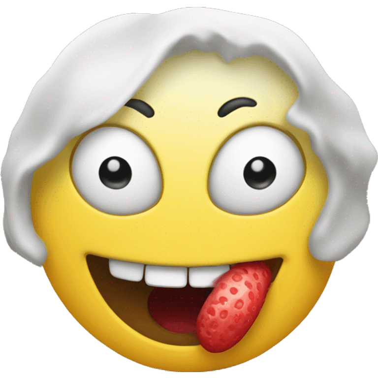 Smiley face licking a chery emoji