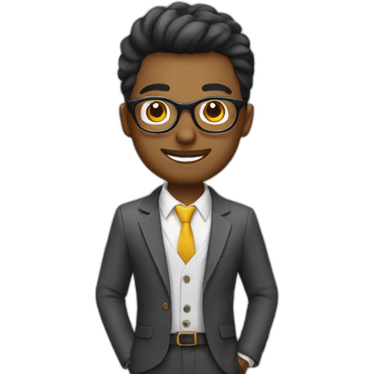 entrepreneur and student, with round glasses, male emoji