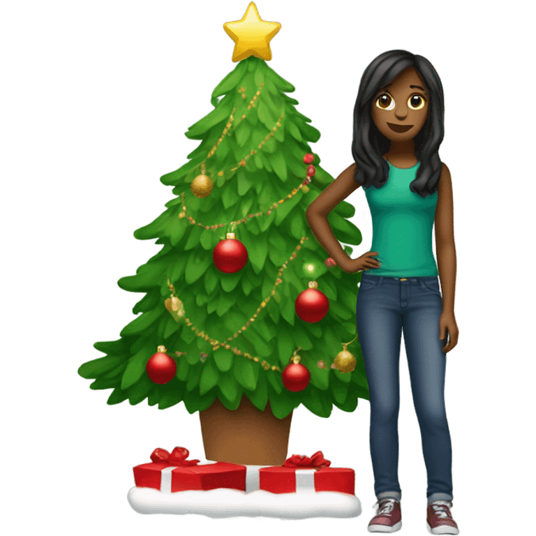 girl with christmas tree emoji