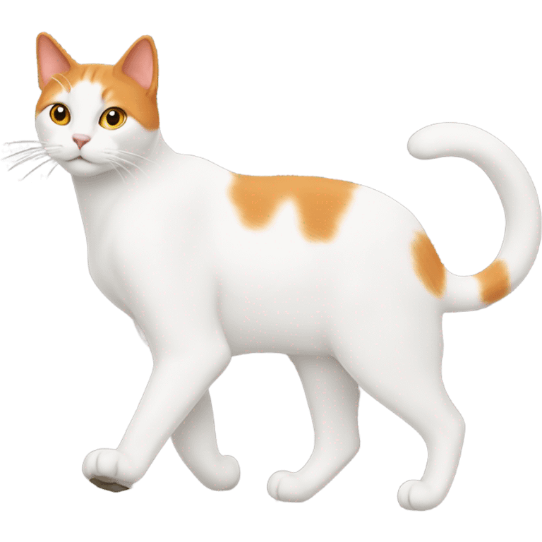 white and orange cat walking emoji