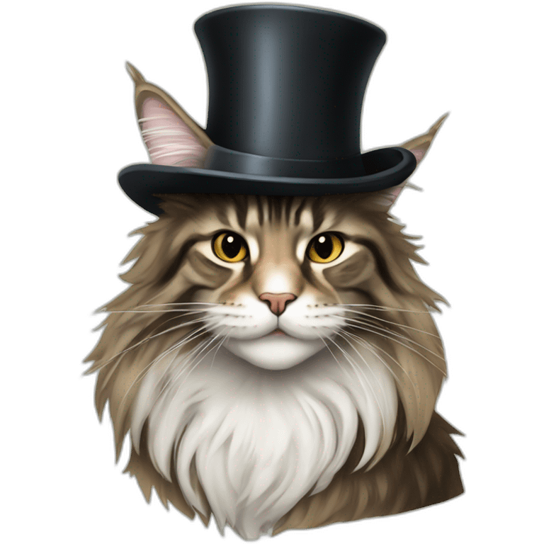 maine coon wearing a top hat emoji