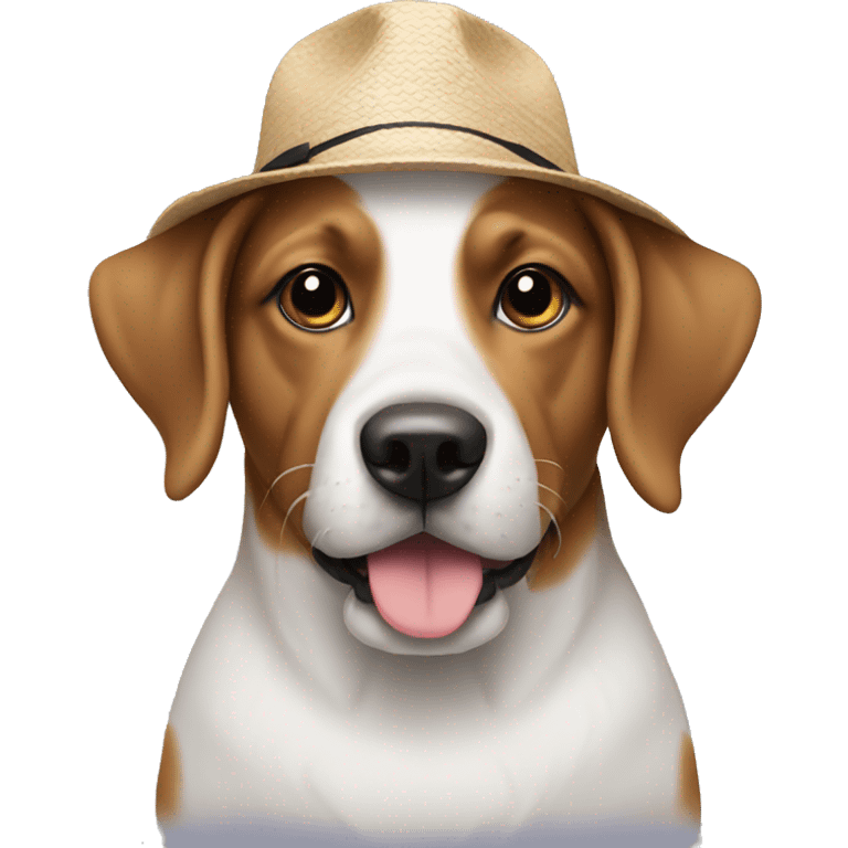 Dog wearing hat beach emoji