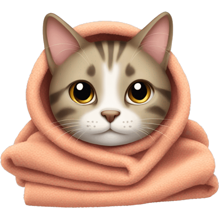 Cat with a cozy blanket emoji