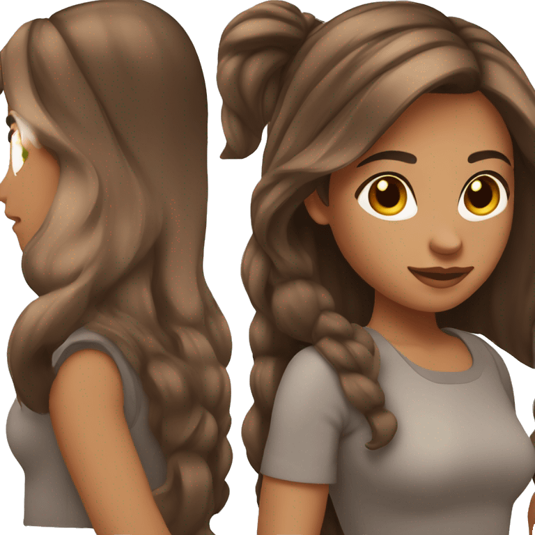 girl with tan/brown skin and medium straight brown hair emoji