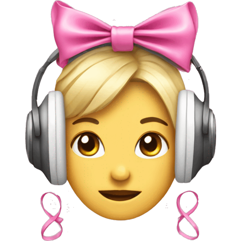 Headphone with pink coquette bows emoji