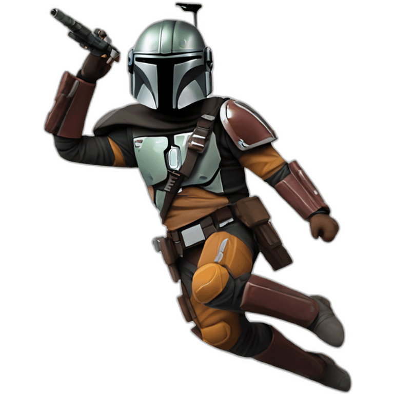 mandalorian jumping of the ground using his jet emoji