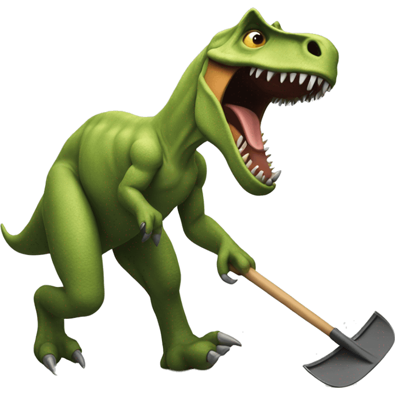 Dinosaur running from man with shovel  emoji