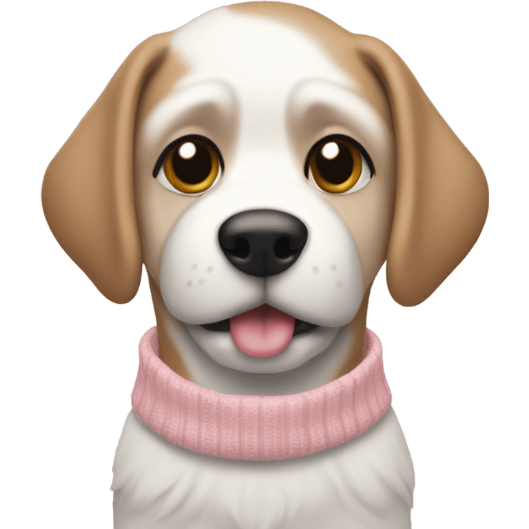 Dog in a light pink and white Christmas sweater  emoji