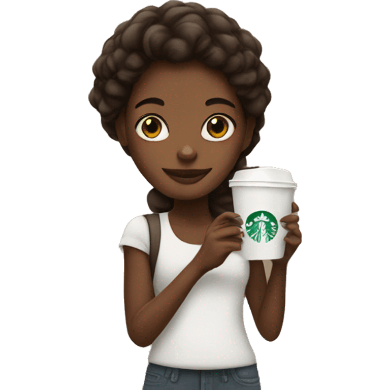 African American girl with Starbucks  emoji