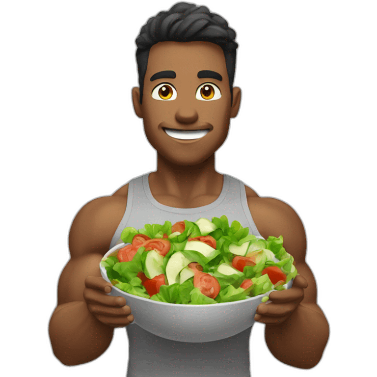 muscular guy eating salad emoji