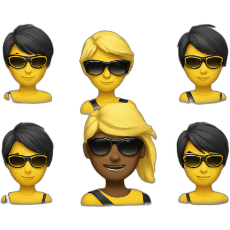 Yellow black team wearing sunglasses emoji