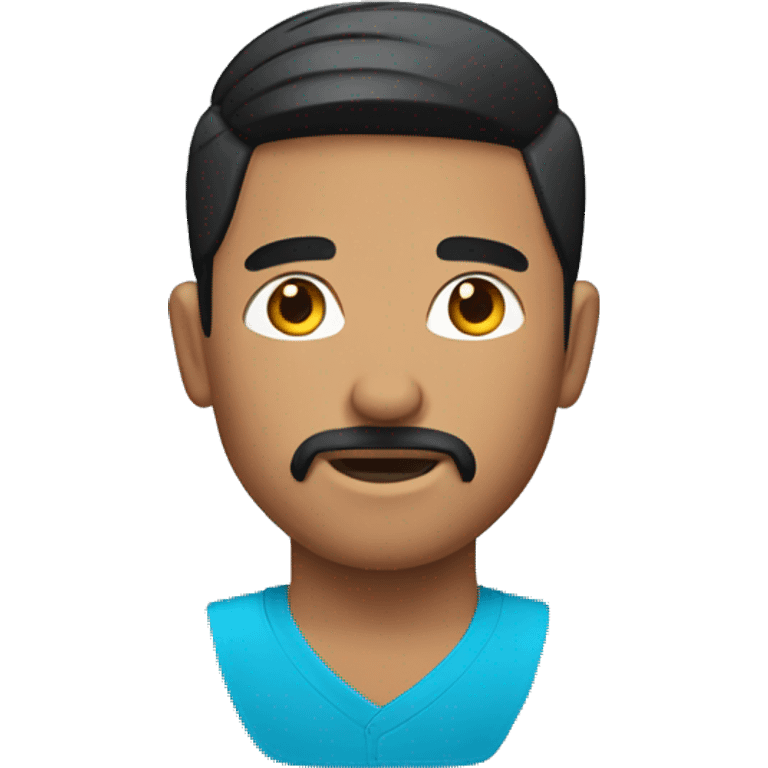 male navajo. black straight short hair. goatee and mustache. blue button  emoji