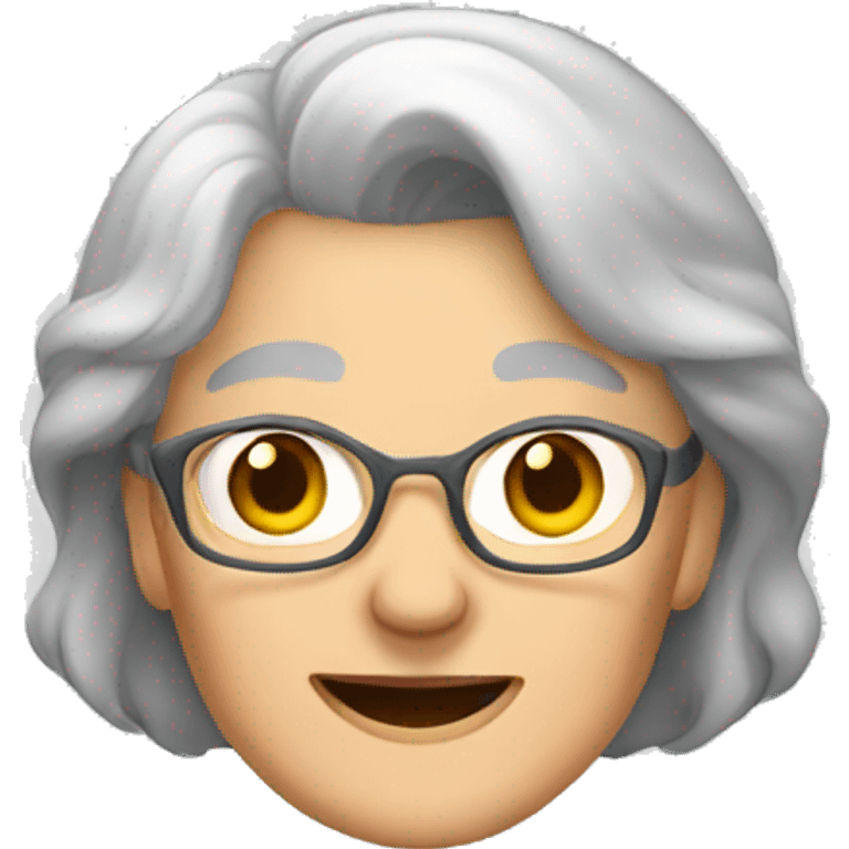 older woman grandma gray middle long hair happy face emoji