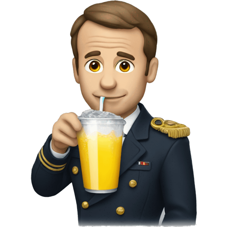 Macron drinking soda emoji