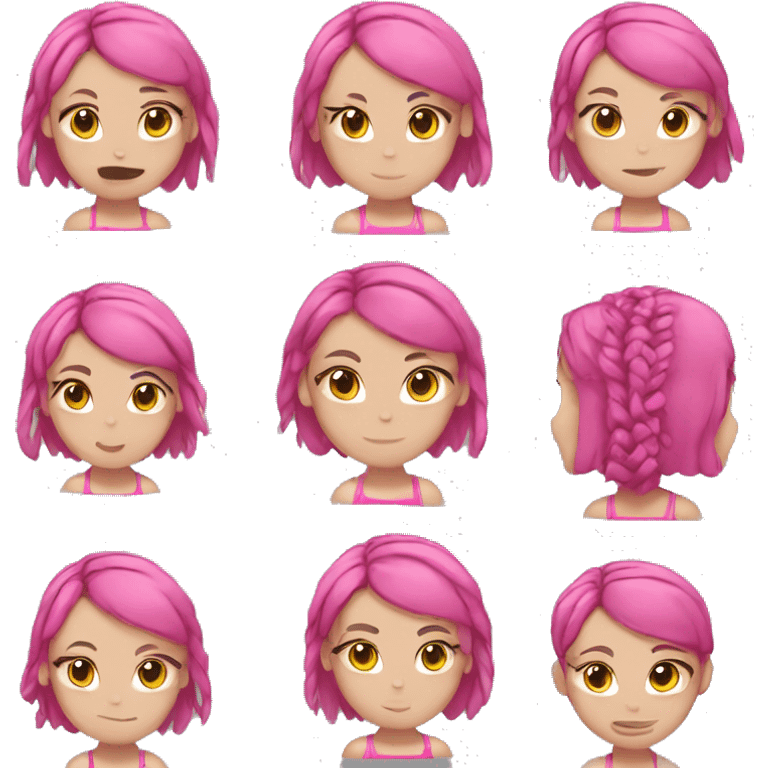 Girl wrestler in pink singlet with braids  emoji