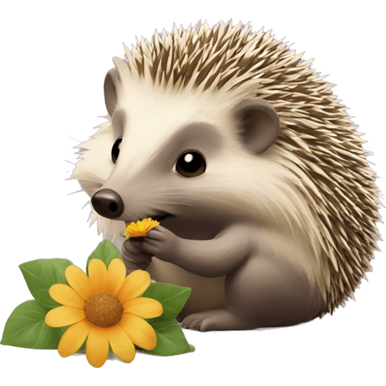 hedgehog eating a flower  emoji