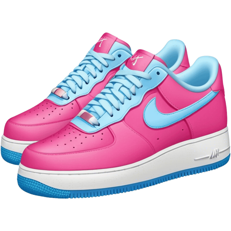 Hot pink and light blue Air force 1s emoji