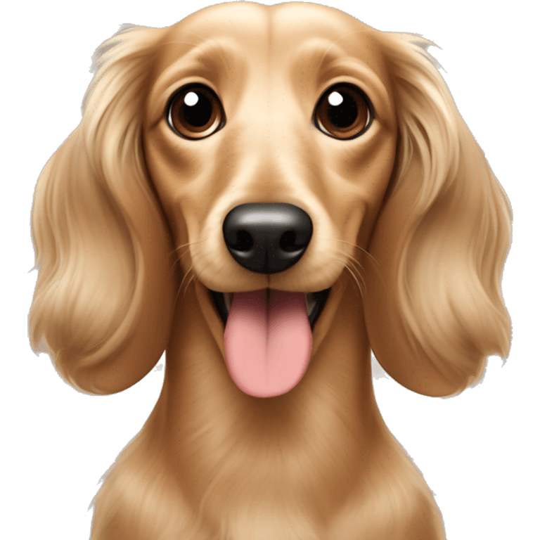 Longhair cream shaded piepald dachshund emoji