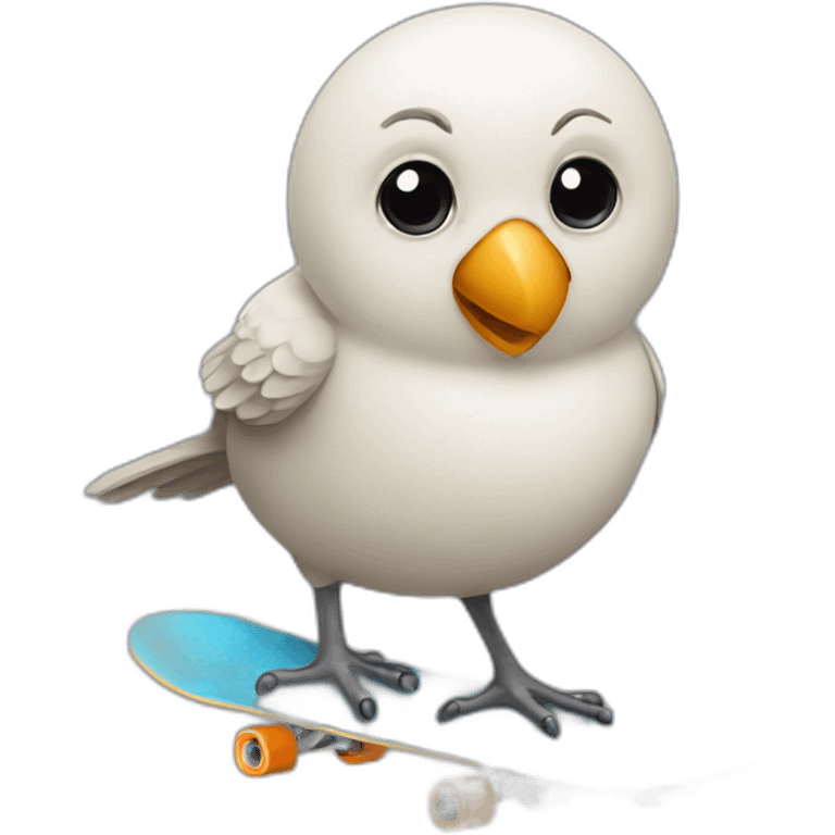 Bird holding a skateboard emoji