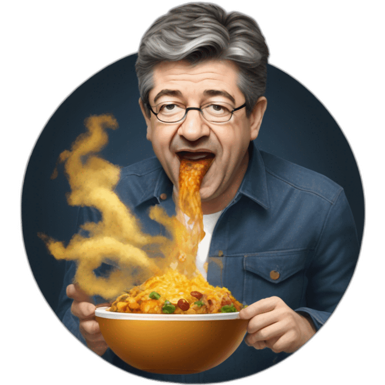 Jean-Luc Mélenchon eating earth wind and fire emoji