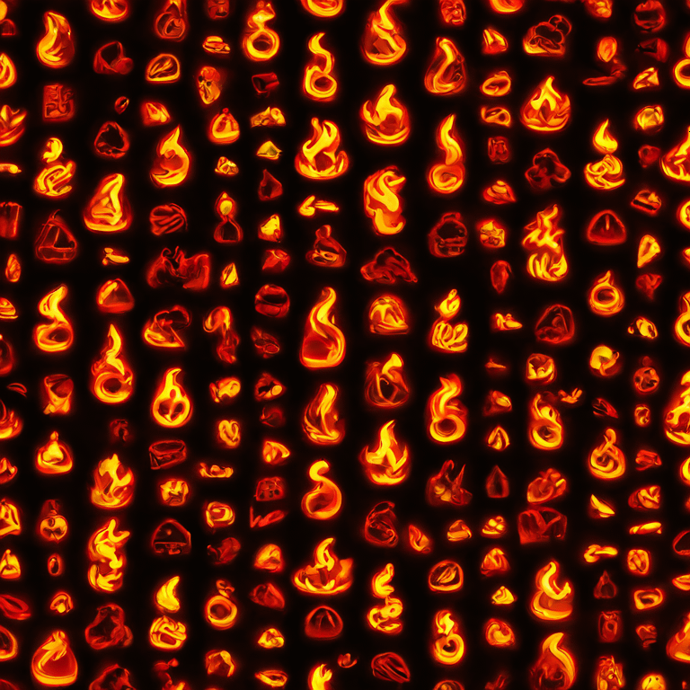 Fire emoji classical, but made of red and yellow neon emoji