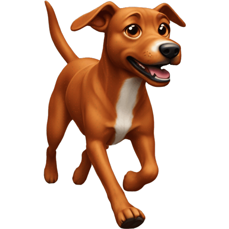 realistic solid red dog with pointed ears running emoji