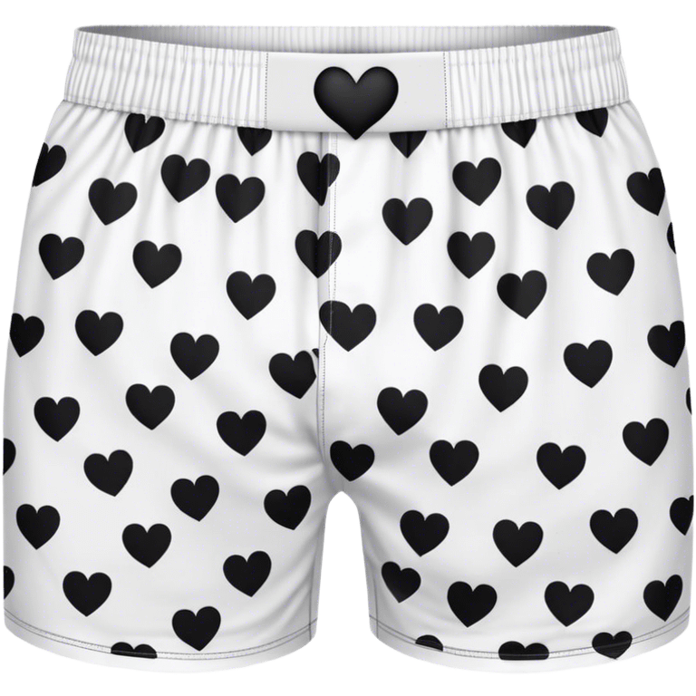 Black heart patterned white pair of boxers emoji