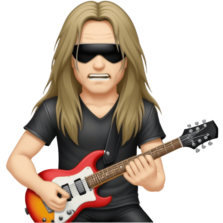 Heavy metal guitarist with hair over his face  emoji