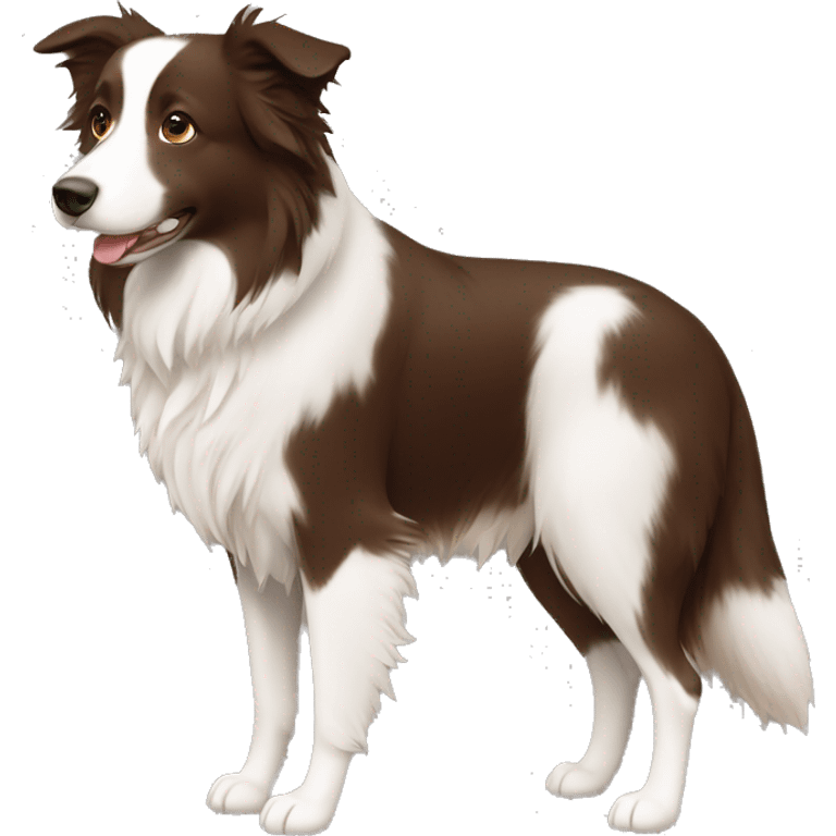 Brown and white border collie  emoji