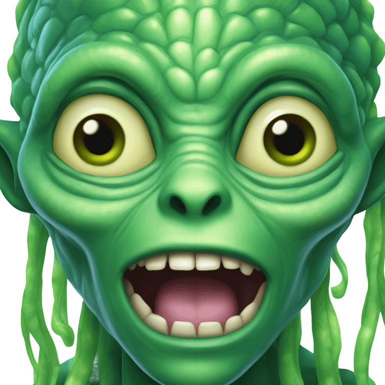 Alien portrait detailed with green scales and long tongue  emoji