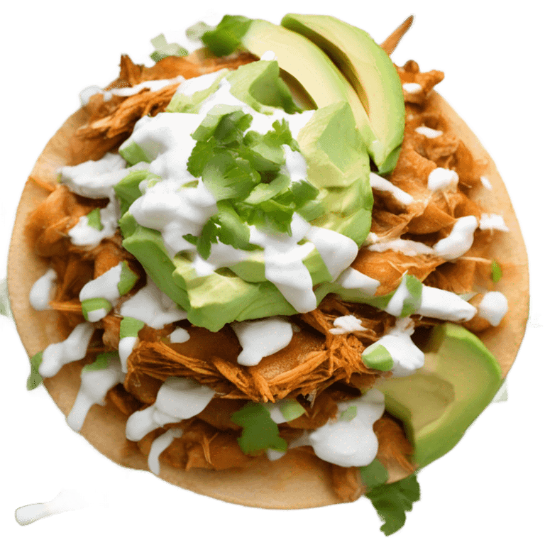 Shredded Chicken Tinga Tostada on plate emoji