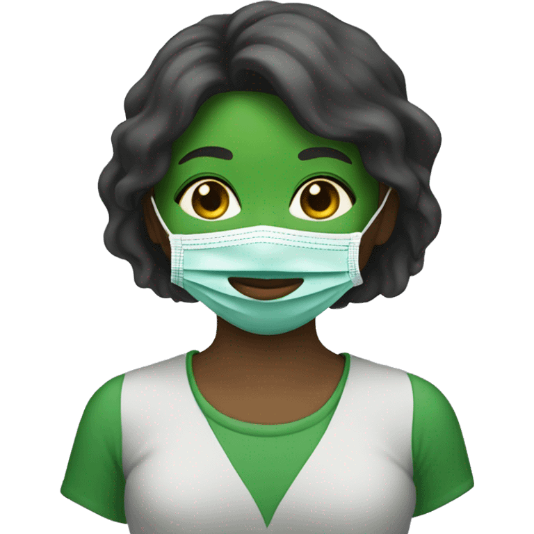 Girl with a green face mask on emoji