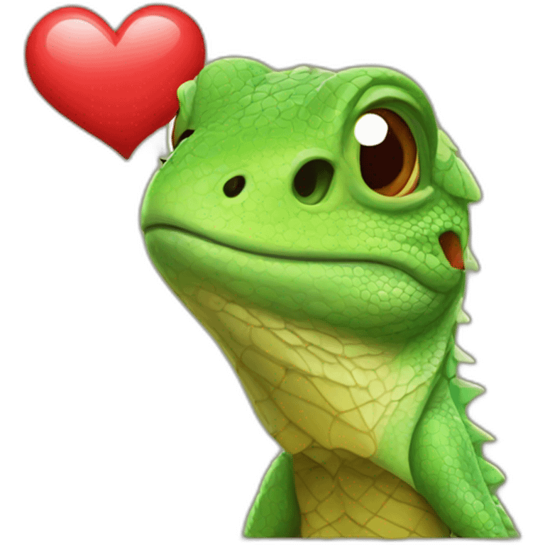 lizard with heart kiss emoji