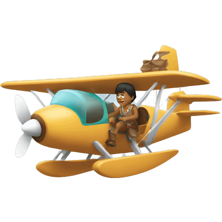 Indigenous man riding in a plane  emoji