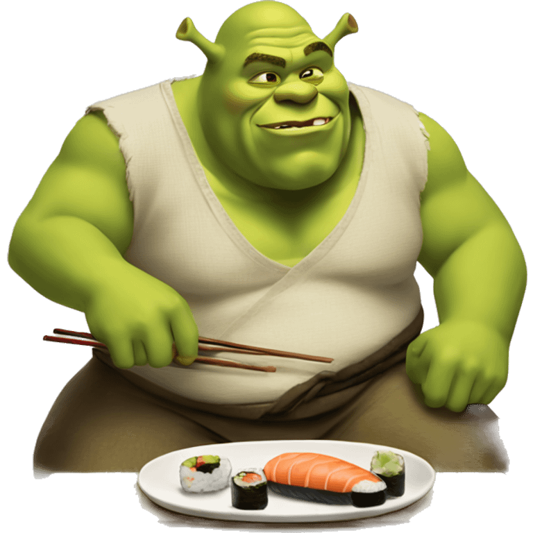 Shrek comiendo sushi emoji