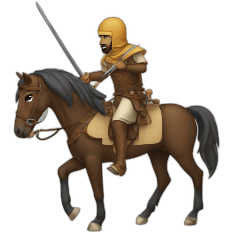 Muslim horse raider saddelless with lance emoji