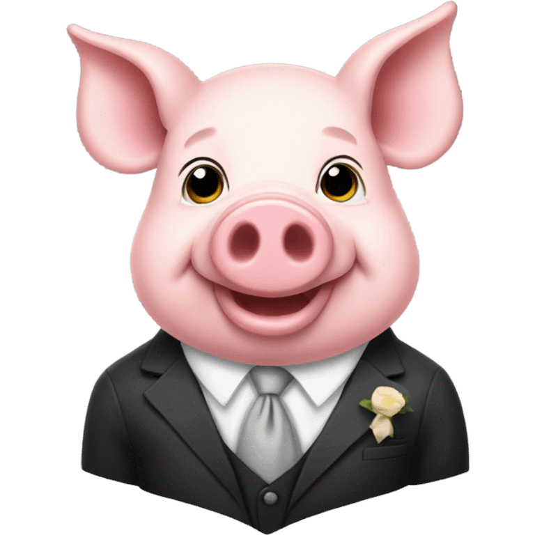 pig wearing suit and tie emoji