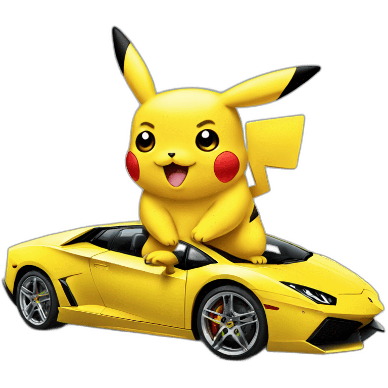 Pikachu avec une lamborghini emoji