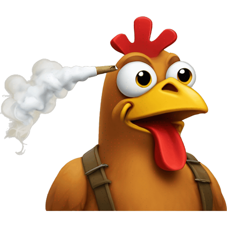 a chicken Smoking a joint With wearing crocks  emoji