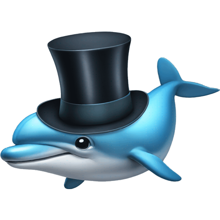 Dolphin wearing a top hat emoji