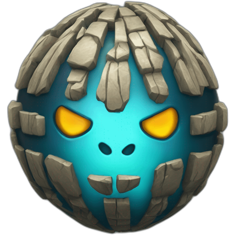 3d sphere with a cartoon beaming tripwire Guardian skin texture with dragon eyes emoji