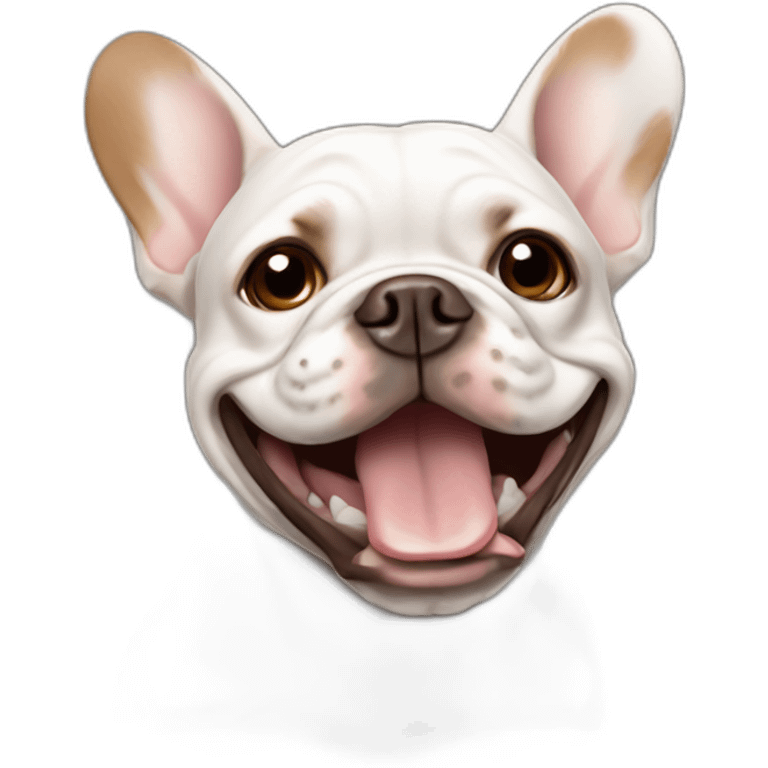 happy white with brown French Bulldog emoji