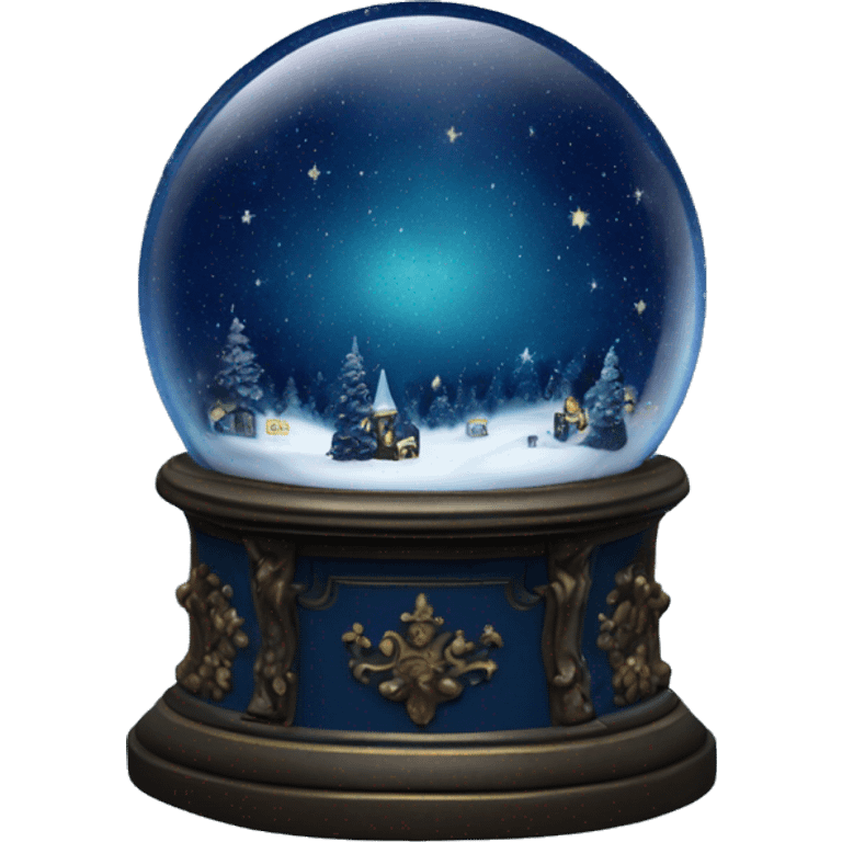 vintage dark blue rococo night sky snow globe emoji