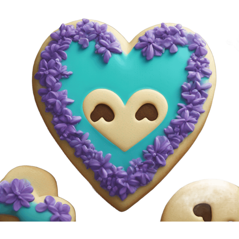 Teal purple Cookie heart with ohana emoji