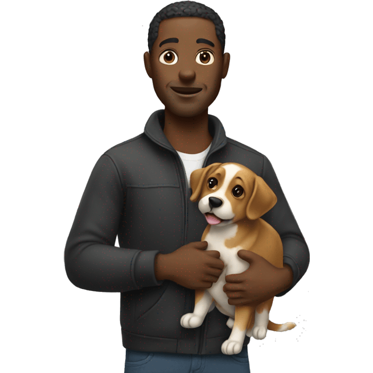 Black man holding a dog emoji