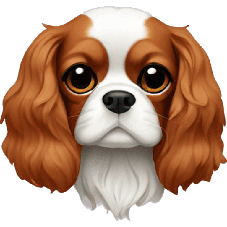 Cavalier King charles spaniel among blooming flowers emoji