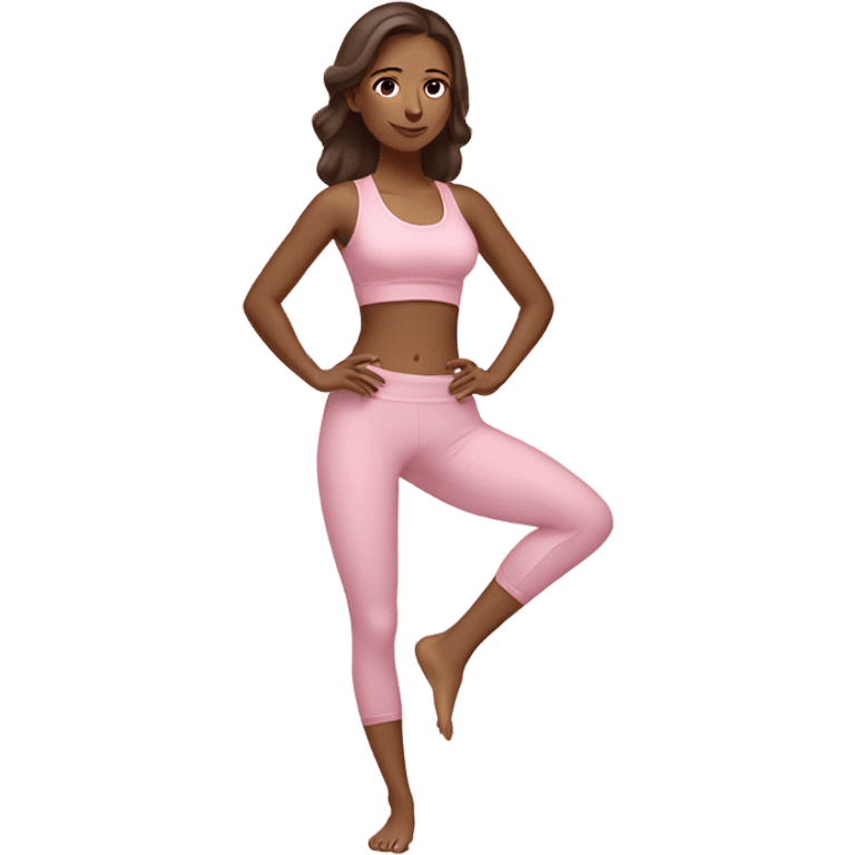 brunet yoga girl light pink clothes n emoji