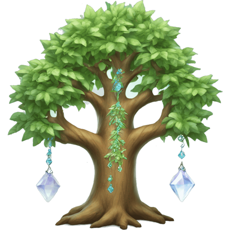 Spiritual tree with crystals hanging in it emoji