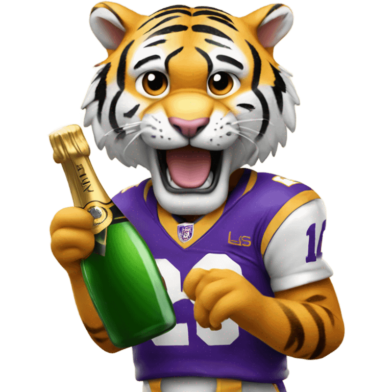 LSU Mike the Tiger spraying champagne  emoji